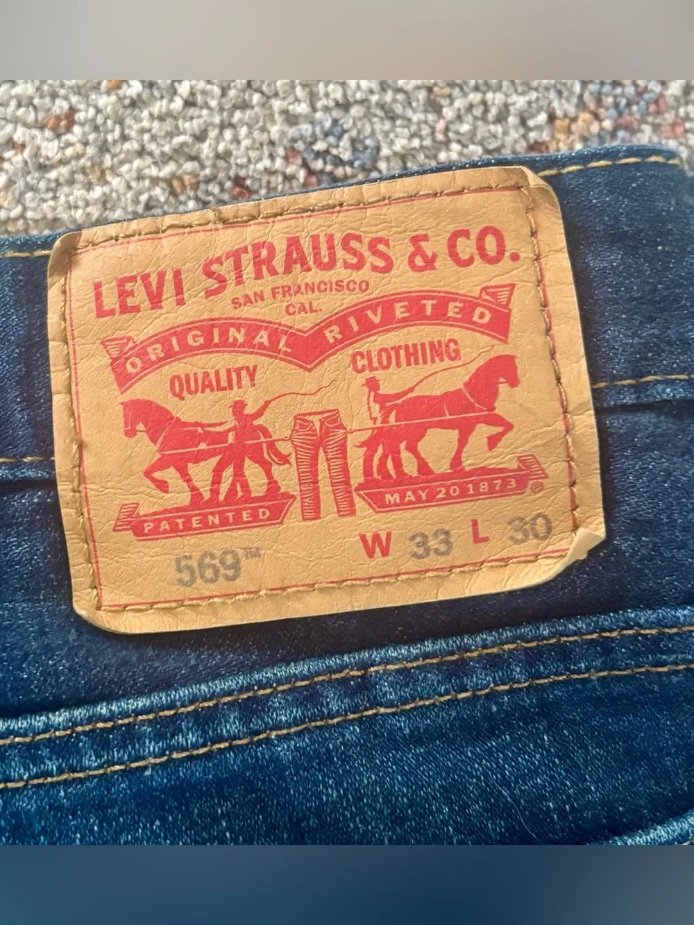 Levi Strauss & Co Men's Dark Blue Straight-Leg Jeans 33 30